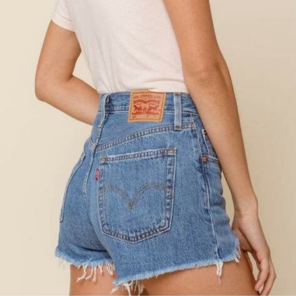 Levi's Pants - Levi’s High Rise Cutoff Raw Hem Med Wash Shorts 24
